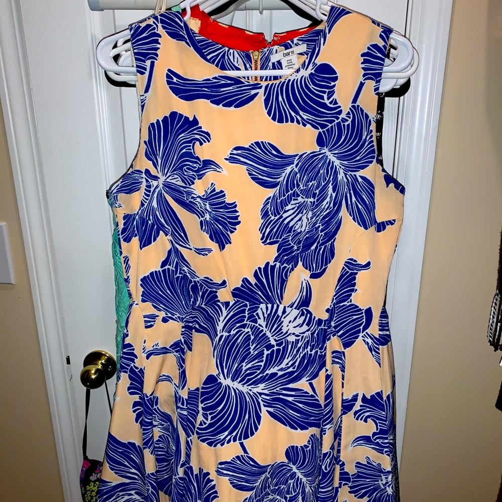 Sz SM Bar III peach blue and white floral dress